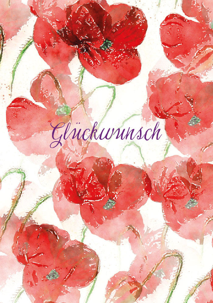 Kleine Kartengrüße -rote Mohnblüten