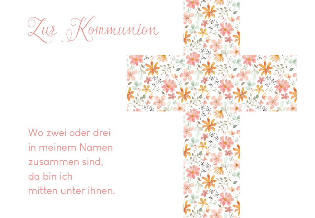 Kommunion  - Kreuz mit Blumen 
