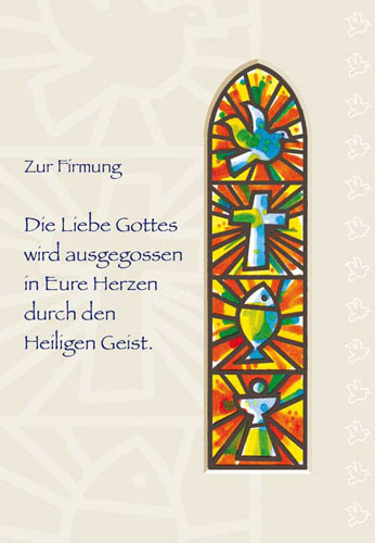 Firmung -Glückwunschkarte farbiges Kirchenfenster