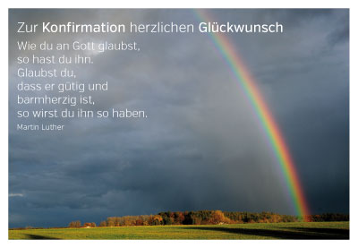 Konfirmation - Regenbogen an stürmischem Himmel