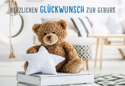 Geburt - Teddy, Stern auf Buch