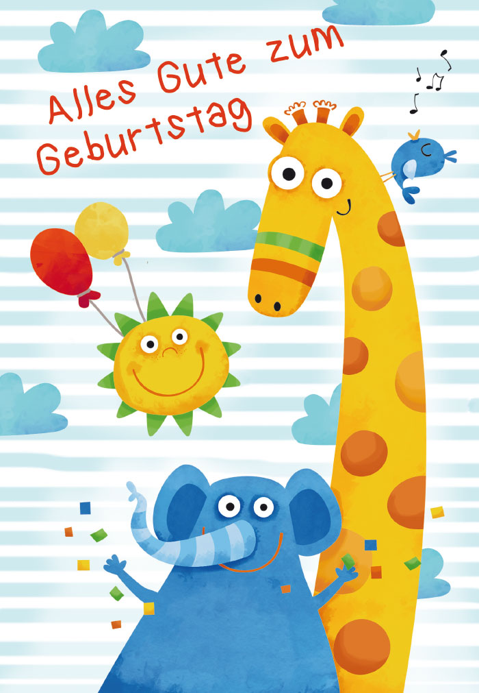 Kindergeburtstag - Giraffe, Elefant, illustriert - NEU!!!