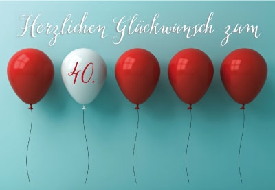 Zahlengeburtstag - rote und ein weißer Luftballons