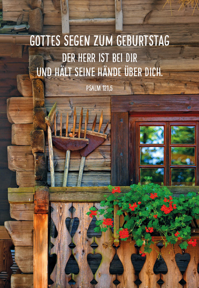 Geburtstag - Holzhütte mit Blumen