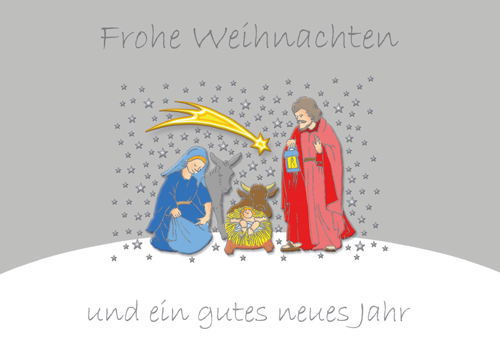 Weihnachten - Jesuskind, Joseph, Maria, Sterne