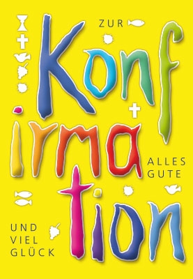 Konfirmation - Illustration mit Symbolen und Schrift