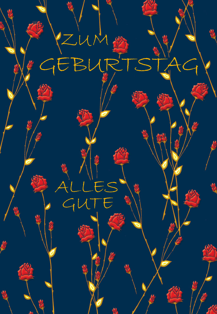 Geburtstag - rote Rosen auf schwarzem Grund