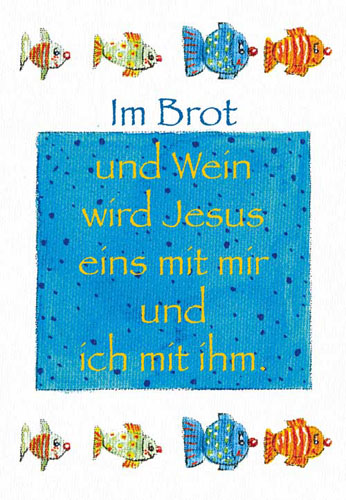 Kommunion - Doppelkarte Fische gemalt groß