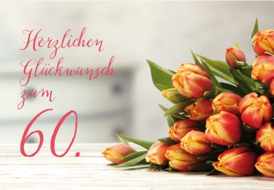 Zahlengeburtstag - orange, gelbe Tulpen