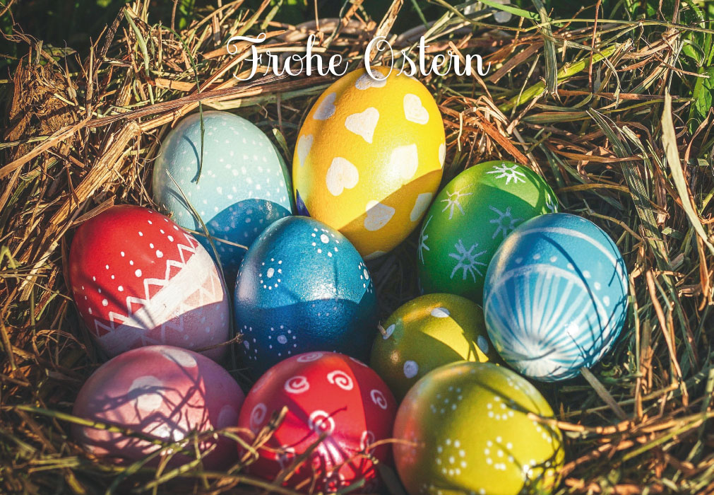 Ostern - bunte Ostereier im Nest