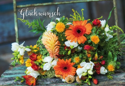 Blumen - Gerbera und Freesien als Gesteck 