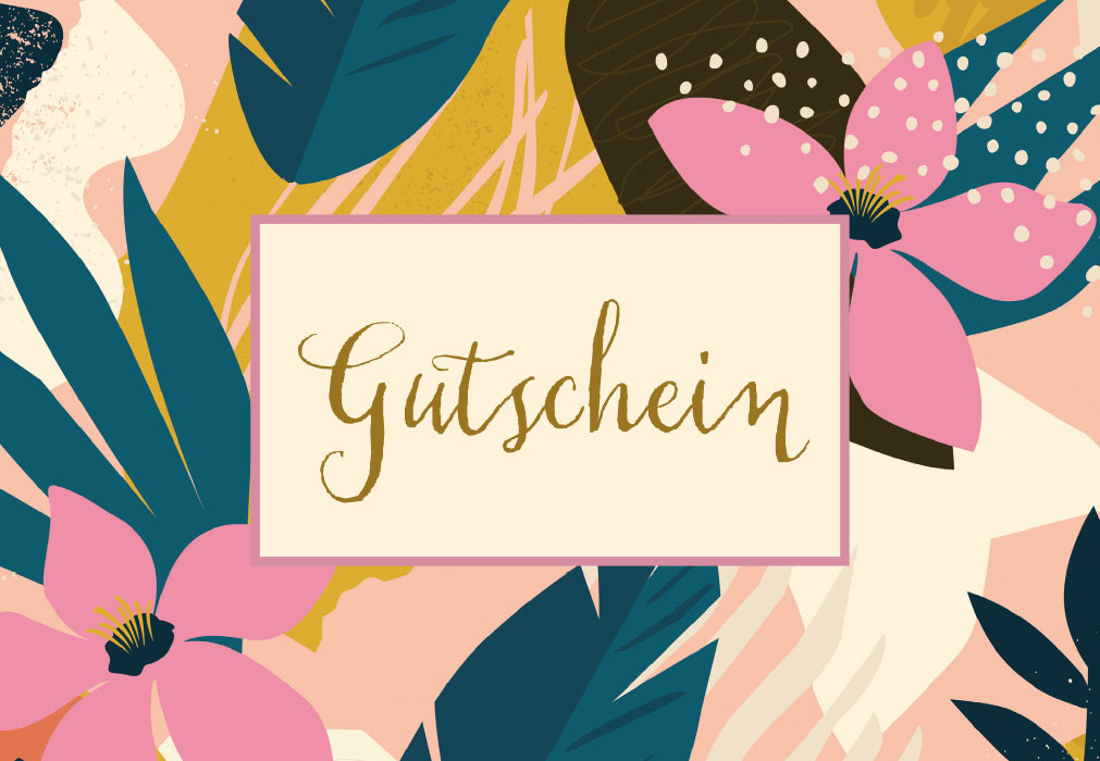 Gutschein - bunte abstrakte Blumen