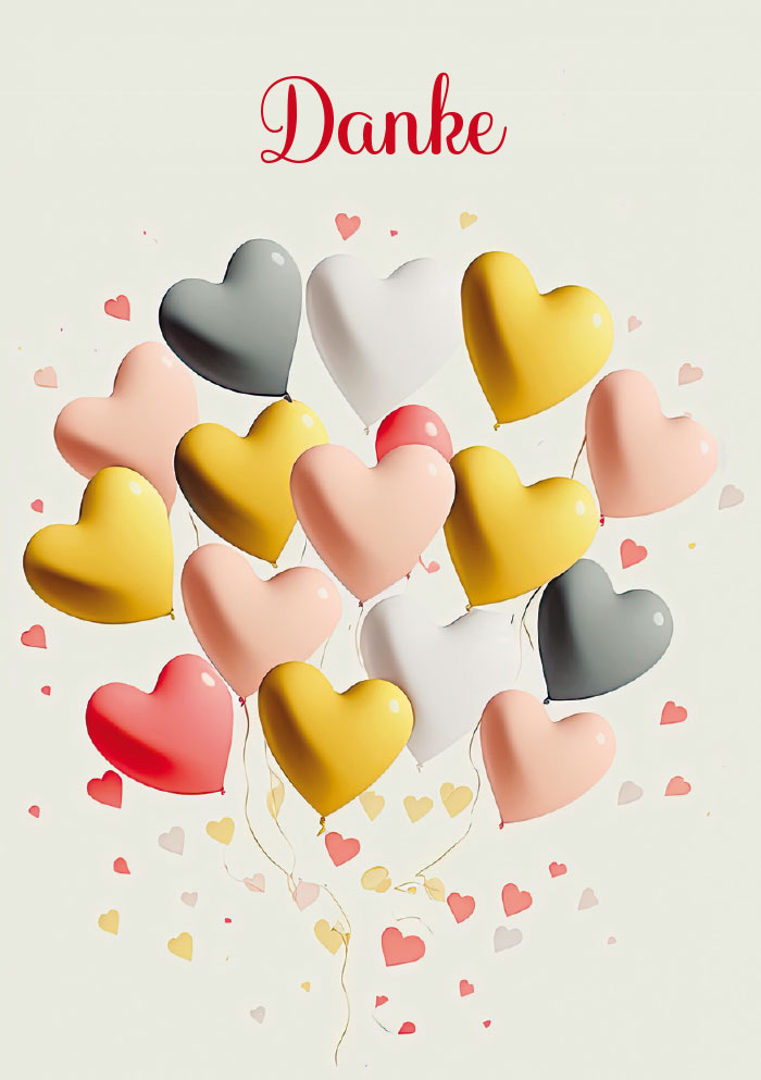 Kleine Kartengrüße - unterschiedlich, farbige Herzen, gemalt