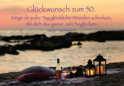 Zahlengeburtstag - Windlichter, Wein, Strand 