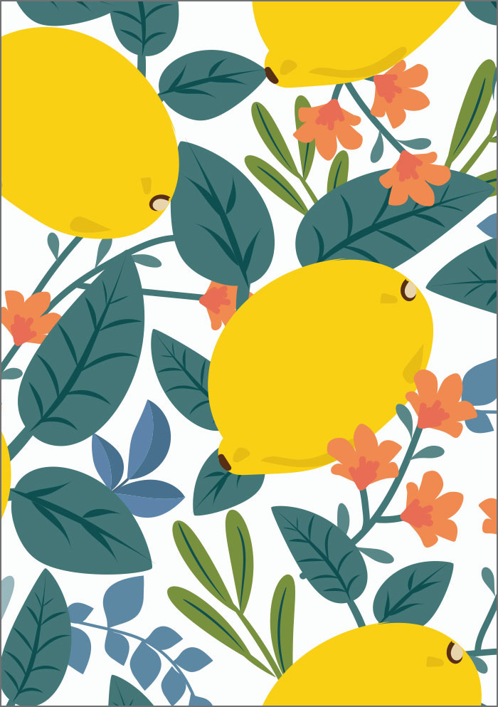 Kleine Kartengrüße - Zitronen, Blumen usw., Illustration - NEU!!!