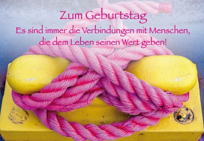 Geburtstag - rosa Strick, gelbe Befestigung 