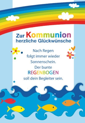 Kommunion - Regenbogen, Fische, Wasser, Illustration