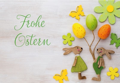 Ostern - Ostereier, gelb, grün, orange