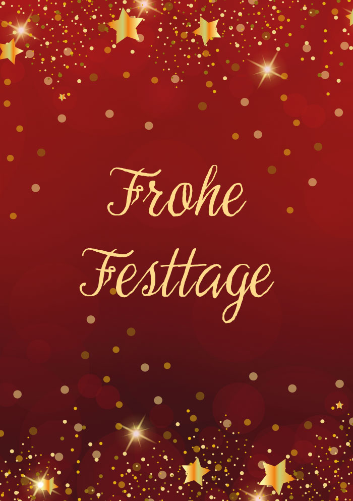 Weihnachten - Kleine Kartengrüße, roter Grund, funkelnde Sterne