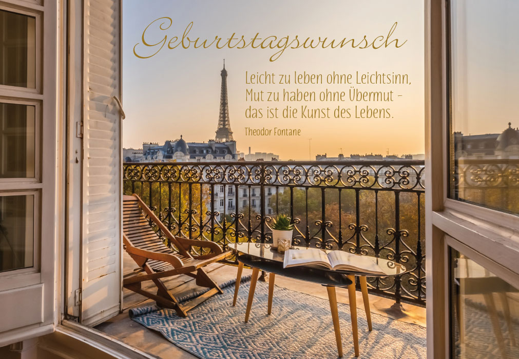 Geburtstag - Balkon in Paris, Eiffelturm